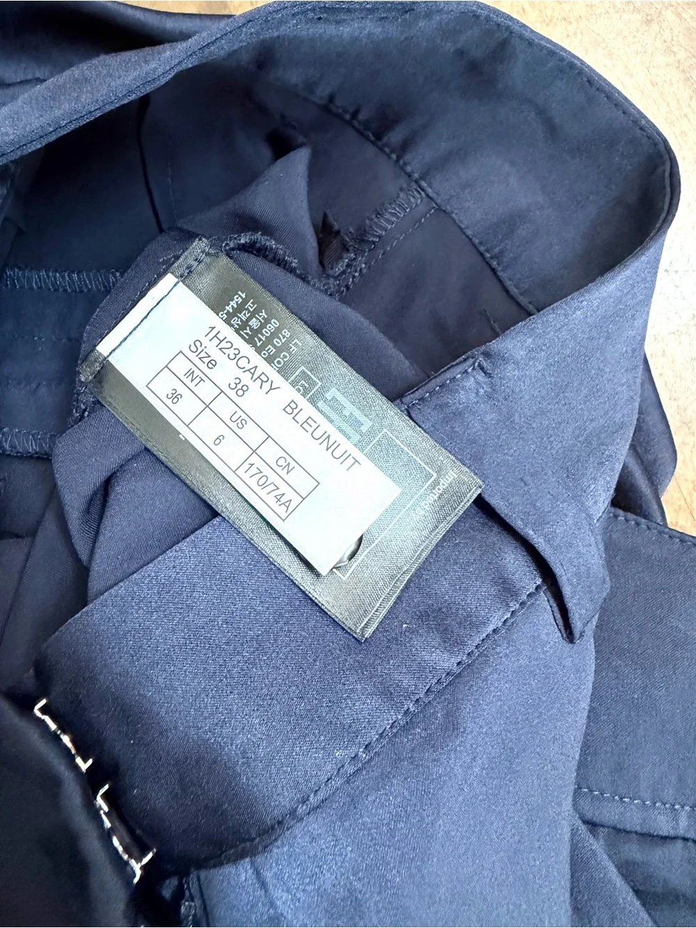 Ba&sh Cary Wide-Leg Navy Cargo Dress Pants slinky fabric